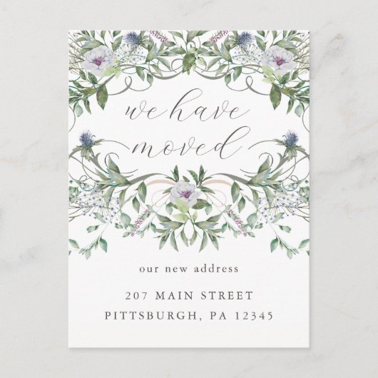Elegant Floral Change of Address Moving Briefkaart (Voorkant)