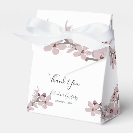 Elegant Floral Cherry Blossom Wedding Bedankdoosjes (Voorkant Zijde)