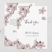 Elegant Floral Cherry Blossom Wedding Bedankkaart (Voorkant / Achterkant)