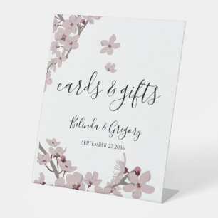 Elegant Floral Cherry Blossom Wedding Cards & Gift Reclamebord Met Voetstuk