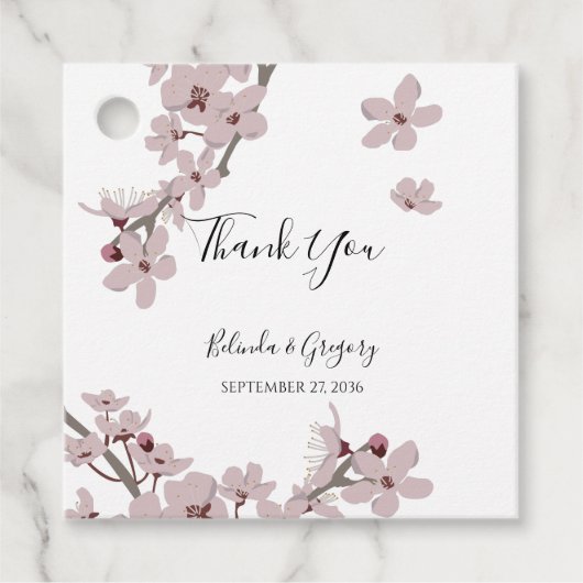 Elegant Floral Cherry Blossom Wedding Gift Bedankjes Labels (Voorkant)