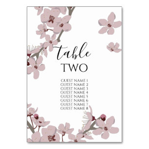 Elegant Floral Cherry Blossom Wedding Guest Names Kaart