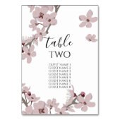 Elegant Floral Cherry Blossom Wedding Guest Names Kaart (Achterkant)