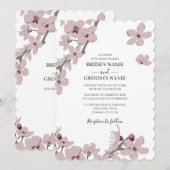 Elegant Floral Cherry Blossom Wedding Invitations Kaart (Voorkant / Achterkant)