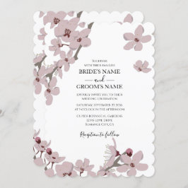 Elegant Floral Cherry Blossom Wedding Invitations Kaart