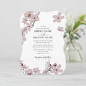 Elegant Floral Cherry Blossom Wedding Invitations Kaart (Staand voorkant)