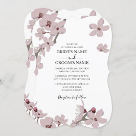 Elegant Floral Cherry Blossom Wedding Invitations Kaart