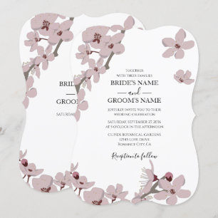 Elegant Floral Cherry Blossom Wedding Invitations Kaart