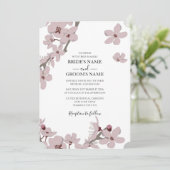 Elegant Floral Cherry Blossom Wedding Invitations Kaart (Staand voorkant)