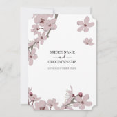 Elegant Floral Cherry Blossom Wedding Invitations Kaart (Achterkant)