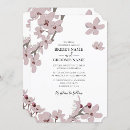 Elegant Floral Cherry Blossom Wedding Invitations Kaart