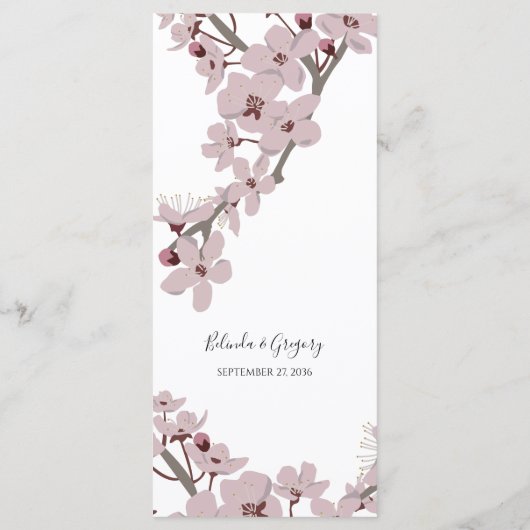 Elegant Floral Cherry Blossom Wedding Menu (Achterkant)
