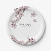 Elegant Floral Cherry Blossom Wedding Papieren Bordje (Voorkant)