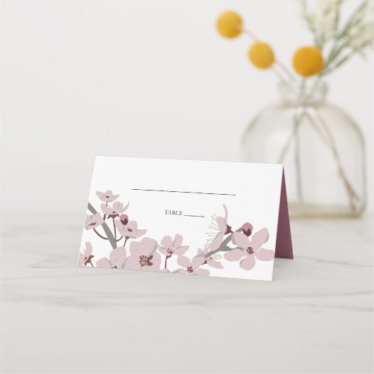 Elegant Floral Cherry Blossom Wedding Place Card Plaatskaartje (Voorkant)
