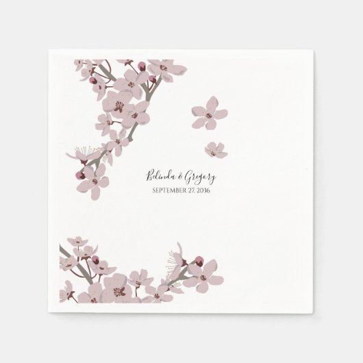 Elegant Floral Cherry Blossom Wedding Servet (Voorkant)