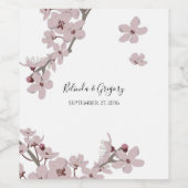 Elegant Floral Cherry Blossom Wedding Wijn Etiket (Enkel label)