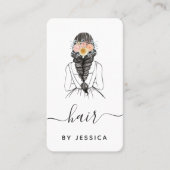 Elegant Floral Chic Bride Hairstyle Braid QR Code Visitekaartje (Voorkant)