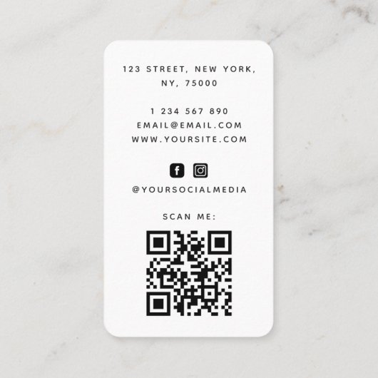 Elegant Floral Chic Bride Hairstyle Braid QR Code Visitekaartje (Achterkant)