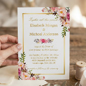 Elegant Floral Chic Gold White - huwelijk Kaart