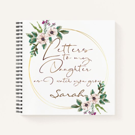 Elegant Floral chic Letters aan dochter Notitieboek (Voorkant)