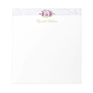 Elegant Floral  Chic Marble Paarse Pansies Notitieblok
