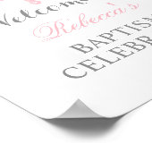 Elegant Floral Christening Baptism Welkomstteken Poster (Hoek)