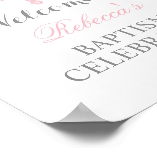 Elegant Floral Christening Baptism Welkomstteken Poster (Hoek)