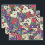 Elegant Floral Christmas Wrapping Paper<br><div class="desc">Geschilderde rode,  paarse,  roze en witte bloemen met rode bessen en groene bladeren.</div>