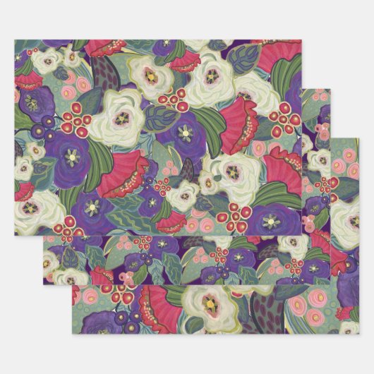 Elegant Floral Christmas Wrapping Paper (Set)