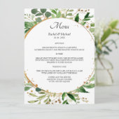 Elegant Floral Circle Green Gold Menu (Staand voorkant)