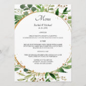 Elegant Floral Circle Green Gold Menu (Voorkant)