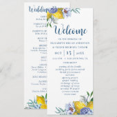 Elegant Floral Citroen Trouwprogramma Kaart (Voorkant / Achterkant)