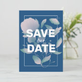 Elegant Floral Classic Blue Paars No Photo Save The Date (Staand voorkant)