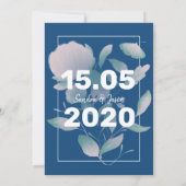 Elegant Floral Classic Blue Paars No Photo Save The Date (Achterkant)