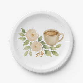 Elegant Floral Coffee Bridal Shower Papieren Bordje