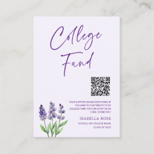 Elegant Floral College Graduation Fund QR-code Informatiekaartje