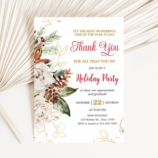 Elegant Floral Company Holiday Party Kaart