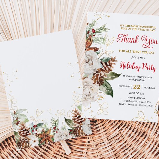 Elegant Floral Company Holiday Party Kaart