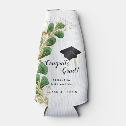 Elegant Floral Congrats Afstudeerder Graduation Pa Flesjeskoeler (Voorkant)