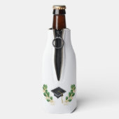 Elegant Floral Congrats Afstudeerder Graduation Pa Flesjeskoeler (Fles Achterkant)