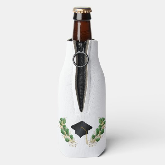 Elegant Floral Congrats Afstudeerder Graduation Pa Flesjeskoeler (Fles Achterkant)