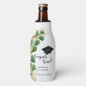 Elegant Floral Congrats Afstudeerder Graduation Pa Flesjeskoeler (Fles Voorkant)