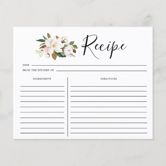 Elegant Floral Cooking Recipards (Voorkant)