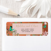 Elegant Floral Coral Pink Gold Chinoiserie Weddens Etiket (Insitu)