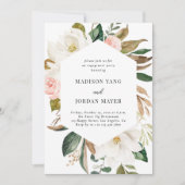 Elegant Floral Cotton Magnolia Engagement Party Kaart (Voorkant)
