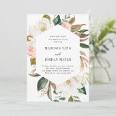 Elegant Floral Cotton Magnolia Engagement Party Kaart (Staand voorkant)