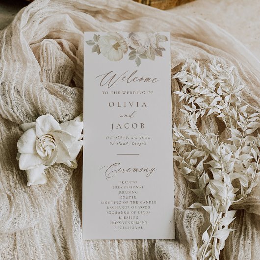 Elegant  Floral Cream Trouwprogramma