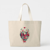 Elegant Floral Crest Canvas Tote Bag with Red Hand (Achterkant)