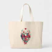 Elegant Floral Crest Canvas Tote Bag with Red Hand (Voorkant)