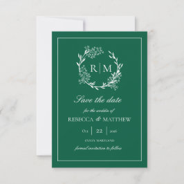 Elegant Floral Crest Monogram Photo Invitation Kaart